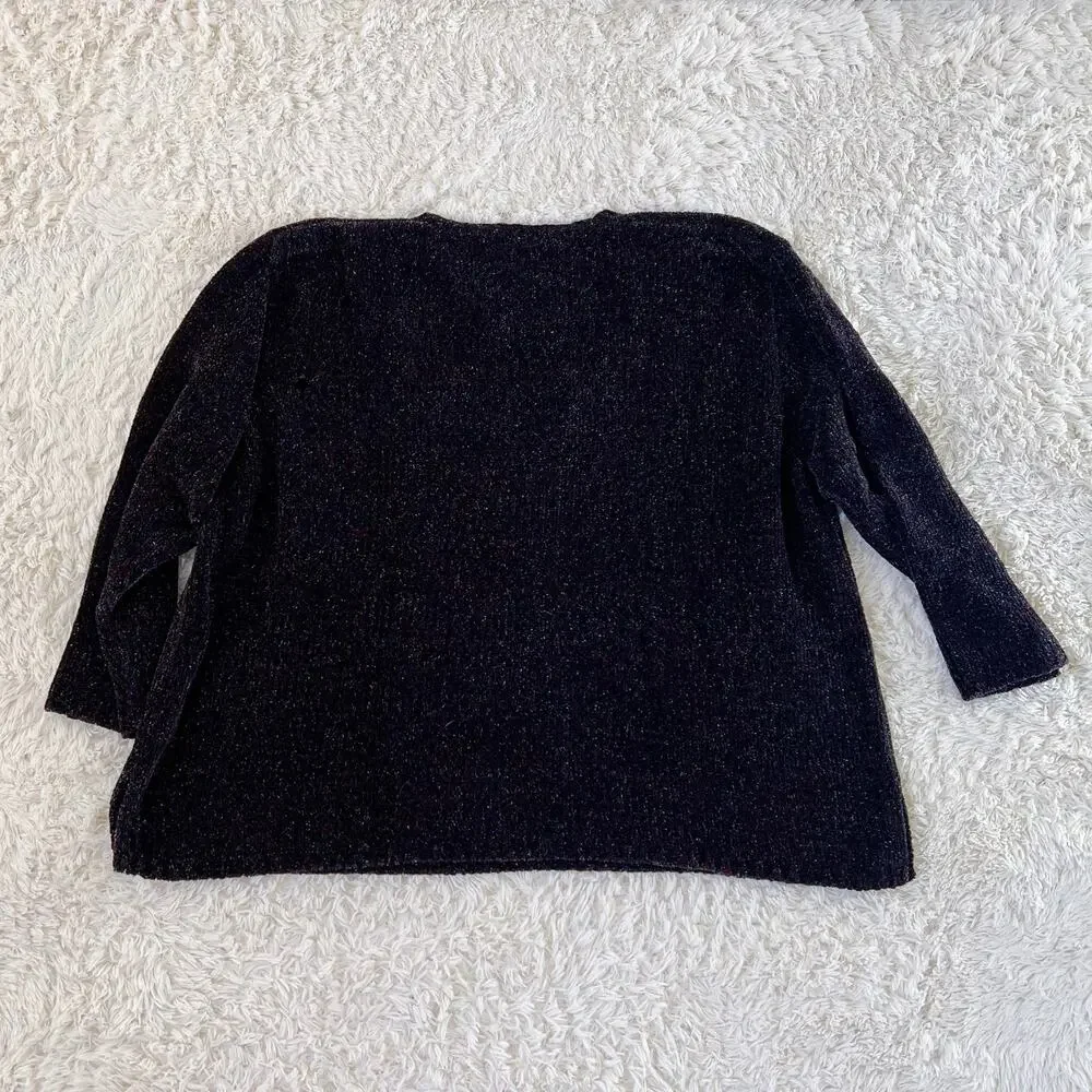 Vintage Victoria Jones Woman Black Chenille Sweater Plus Size 3X - DAMAGED